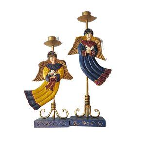 Angel Candle Stick Holders by Winter Wind Folk Arts